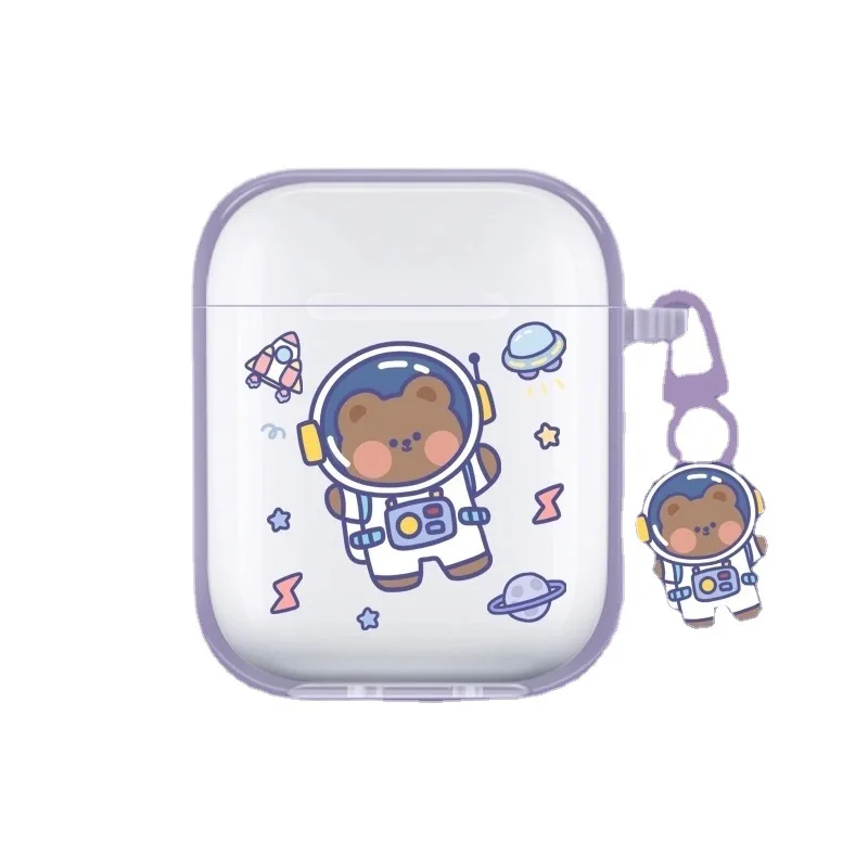 

Cartoon Bear Case For Apple Airpods Pro 1 2 Cover Cute Space Astronaut Bluetooth Earphone Cases Silicone Headpone Box Keyring