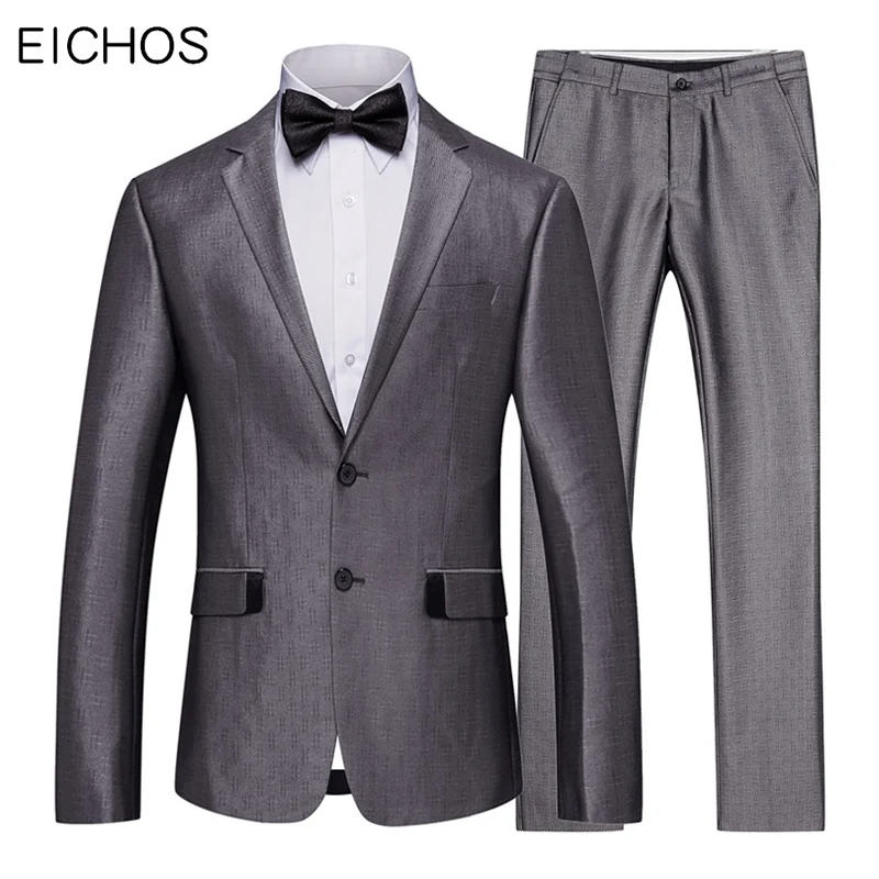 

Wedding Suit For Men 2019 Formal Groom Men Tuxedo Suit Two Pcs Set (Jacket+Pants) Slim Fit Handsome Gray Casual Blazer Suits Man