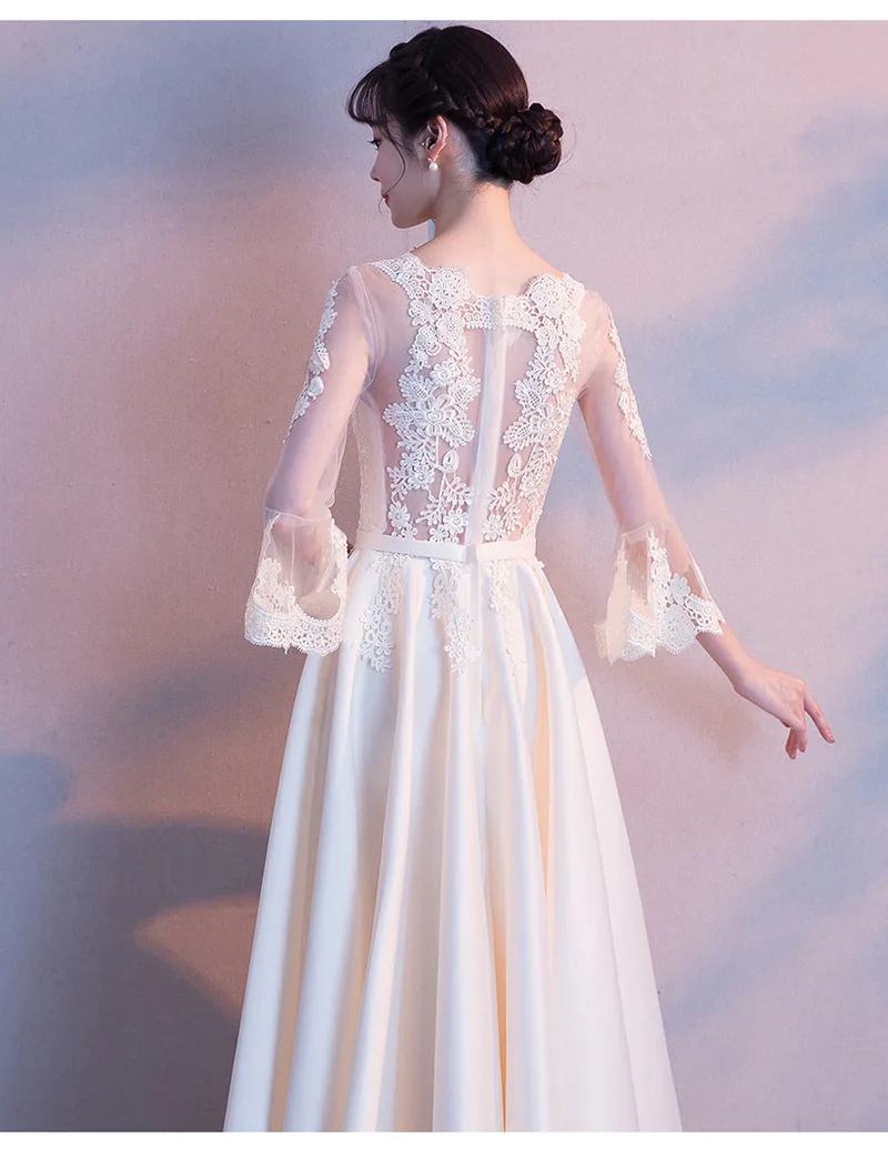 

Boho Women Mesh Maxi Dress Elegant Half Sleeve Transparent Sexy Lace Long Tunic Grey Champagne 2021 Autumn Winter Beach Dress