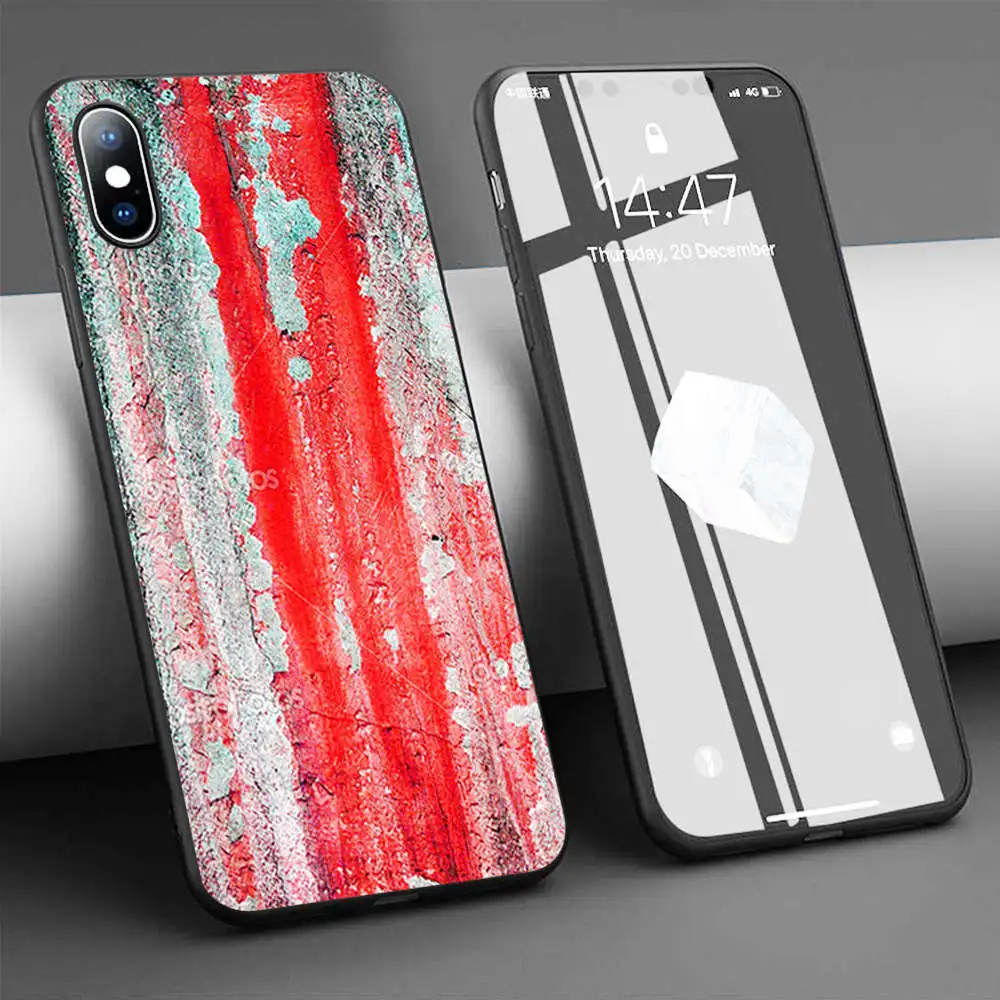 Красный Мягкий силиконовый чехол Coque Grunge для телефона iPhone 11 Pro Max X 5S 6 6S XR XS 7 8 Plus