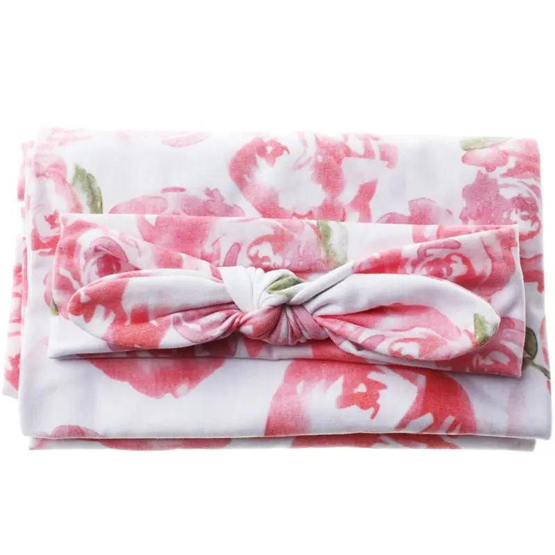 Пеленальное Одеяло и повязка на голову для новорожденных одеяло приема розовый