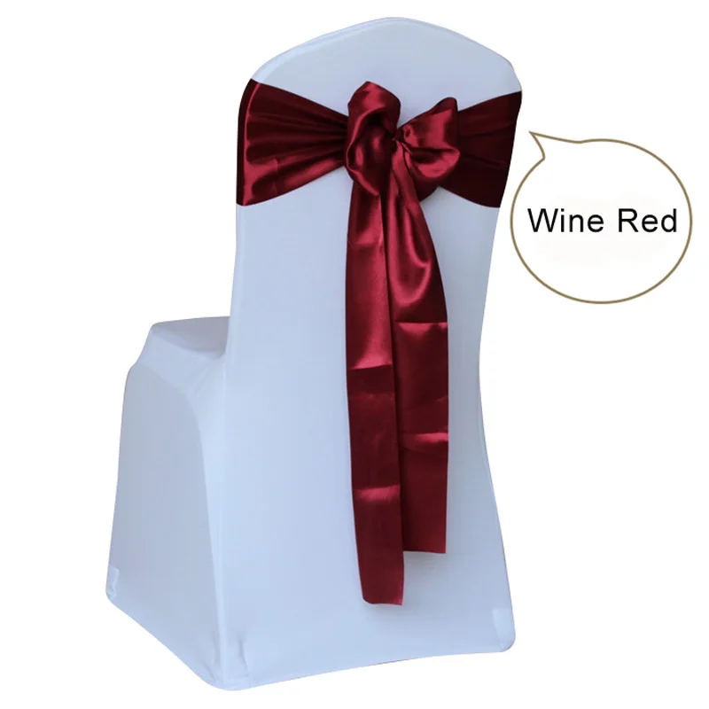 

50pcs Satin Wedding Chair Sash Bow Tie Satin Ribbon Chair Bands for Wedding Decoration Hotel Party Supplies