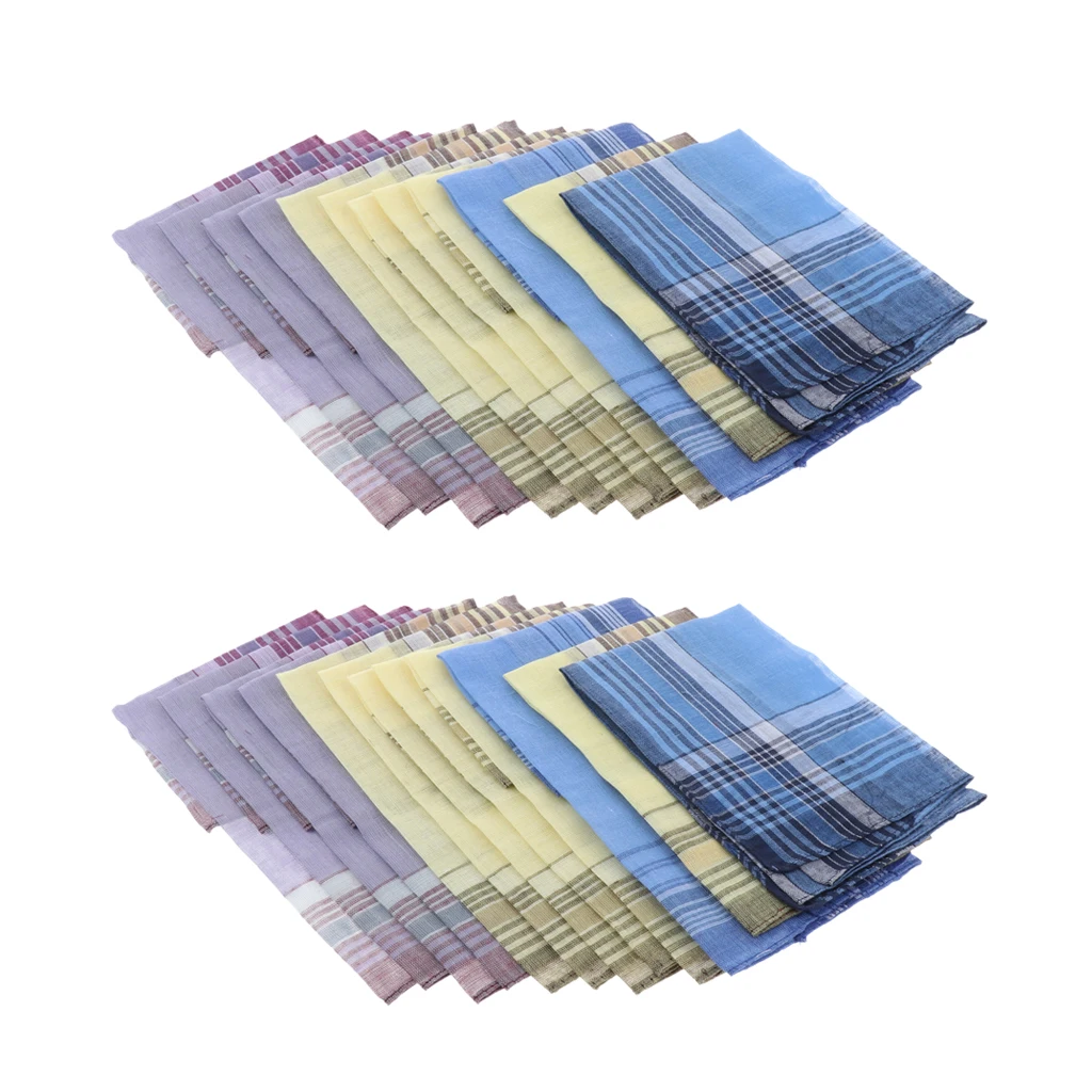 24 шт/уп мужские клетчатые хлопковые носовые платки Классические карманные