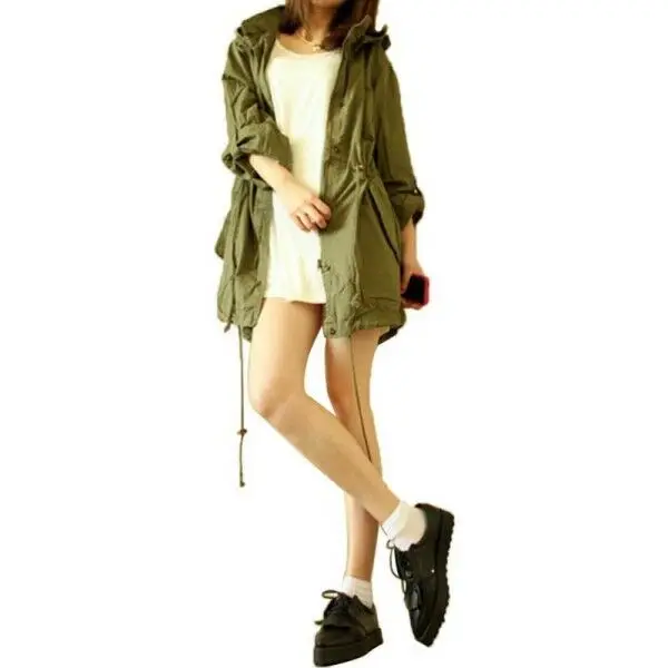 Fashion New Womens Warm Army Green Military Parka Hooded Coat Jacket | Женская одежда