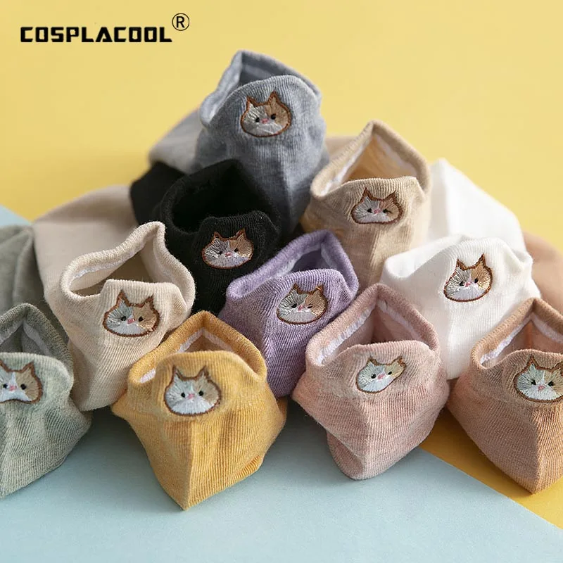 Японские Женские круглые носки в стиле Харадзюку ручной работы с вышивкой виде