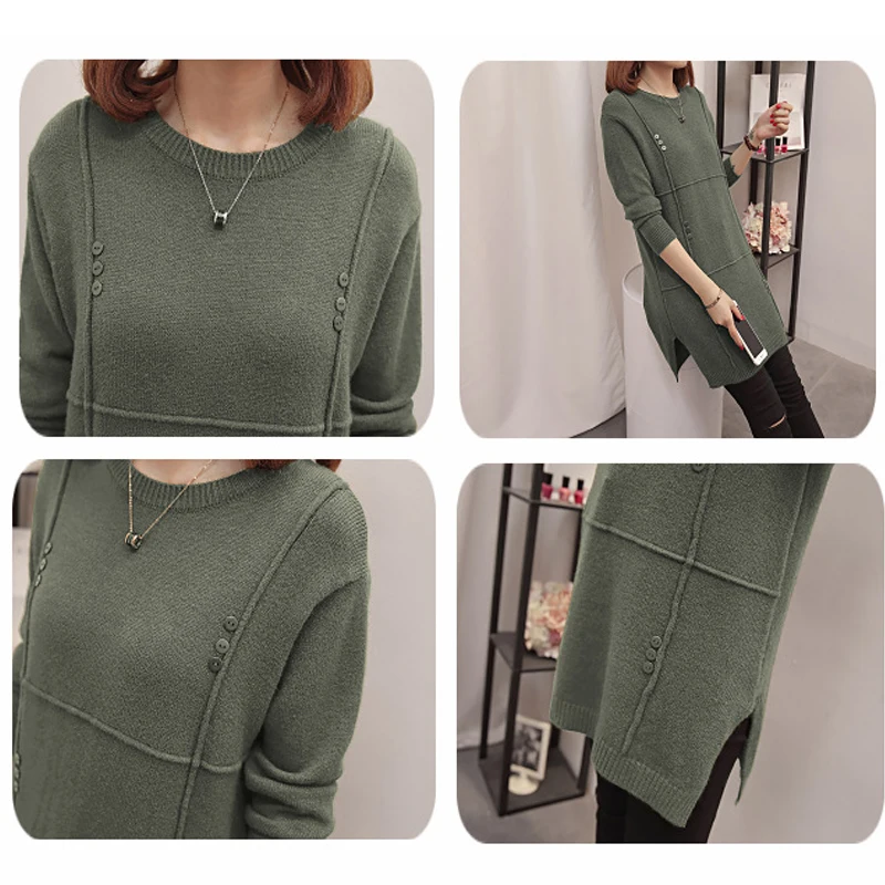 

2020 Women's Autumn Long Pullovers Knitted Solid Korean Style Spring Sweaters Pull Plus Size o Neck Long Sleeve Female Jumpers