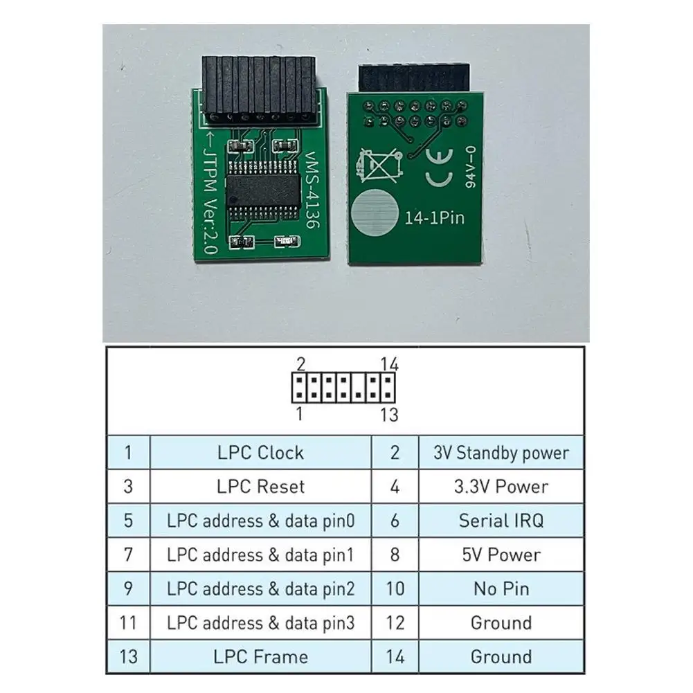 

Tpm 2.0 Encryption Security Module Remote Card Supports 12 Motherboard 14 Multi-brand Pin 2.0 Version Support 20-1pin 18 W2h0