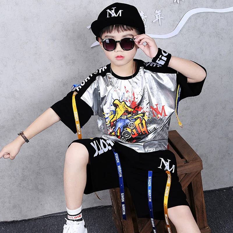 Костюм детский с блестками рубашка и брюки в стиле джаз танцевальный костюм