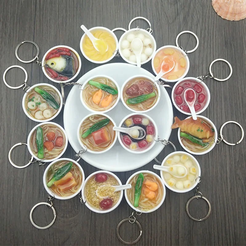 Модные Имитационные брелки для еды кольца креативные чаши милые автомобиля