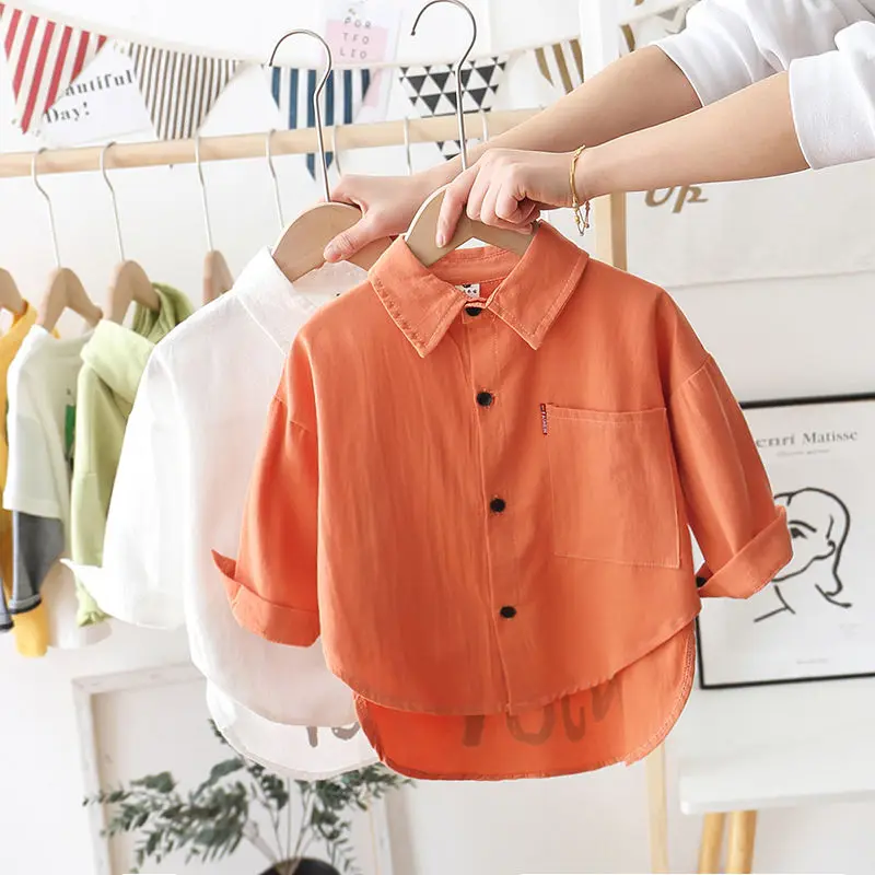 

Baby boys long-sleeved shirts 2021 new spring and autumn Cotton printed letters children's clothing shirts children's tops