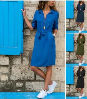 Новинка лета 2020 модное элегантное платье женское повседневное синее | Женская