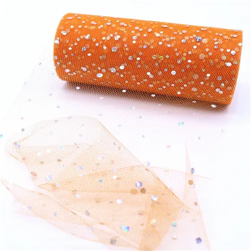 orange 15 см 25 ярдов лазерные блестки органза рулонные Тюлевая Ткань DIY Baby Shower свадебное украшение на День Благодарения домашнее украшение для вечеринки в день рождения - Цвет: orange