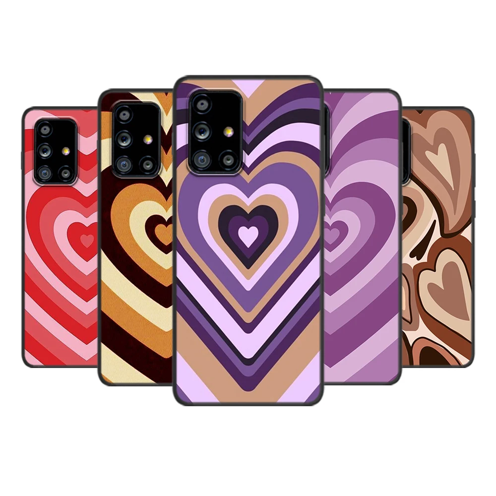 

Love Brown Heart Aesthetic for Samsung Galaxy A72 A71 A52 A51 A91 A81 A32 A22 A21 A01 A02 4G 5G Soft Black Phone Case Cover