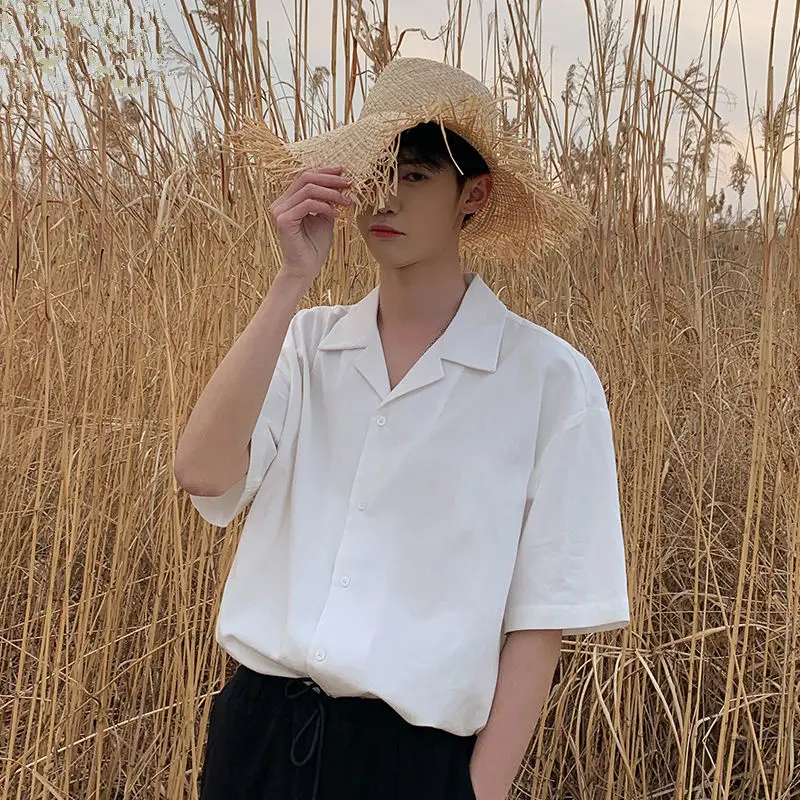 

Рубашка мужская с коротким рукавом, шелковая Солнцезащитная блузка с воротником «Куба», модная Красивая свободная рубашка, тонкое пальто, н...