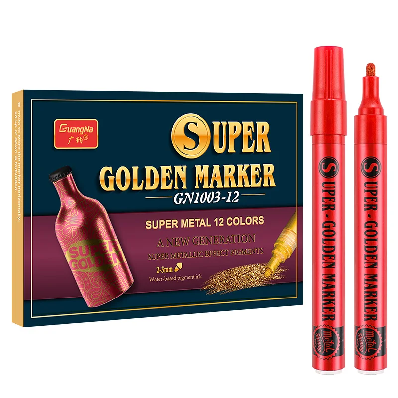

Metallic Marker Pens 12 Assorted Colors Metallic Calligraphy Marker Painting Pens for Scrapbooking DIY Photo Album Plastic Glass