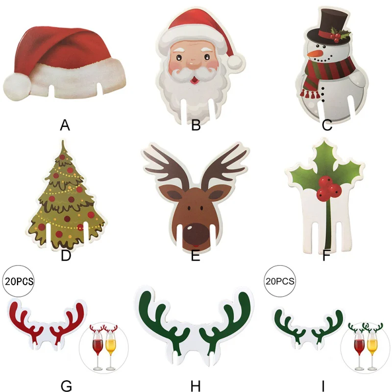 20 шт. Рождественский бокал для вина карты милый праздничные украшения вечерние