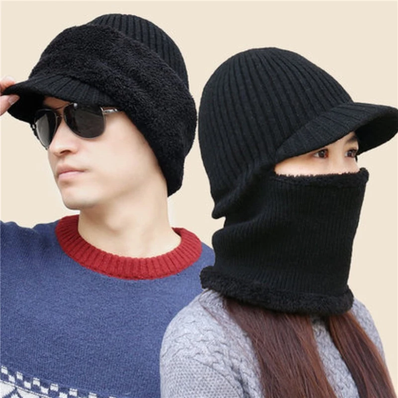 

2022 New Hooded Wool Cap Riding Windproof Cold Hat Plus Velvet Thickening Hooded Fashion Outdoor Warm Hat Collar Winter Caps
