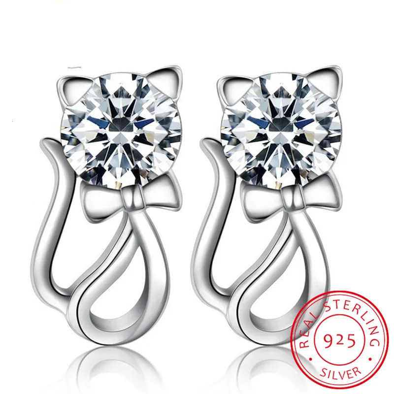 Милые серьги гвоздики из стерлингового серебра 925 пробы в виде кошки гэтто для