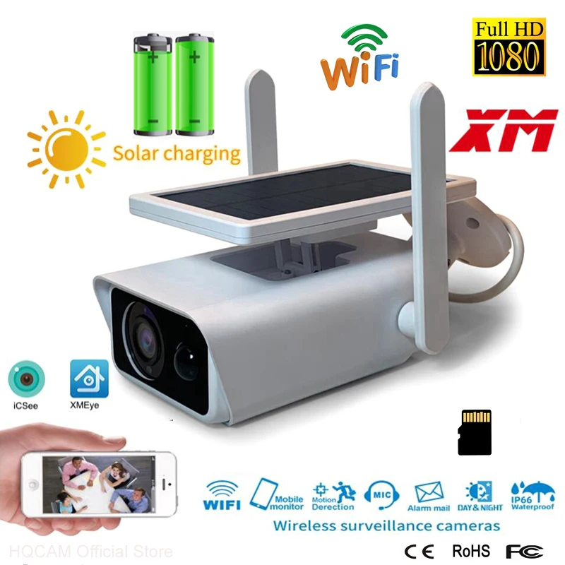 Водонепроницаемая IP камера видеонаблюдения HQCAM с солнечной батареей и Wi Fi