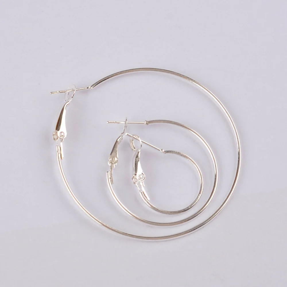 500pcs silver plated 50mm hoop earring findings round circle ring earrings jewelry findings accessories