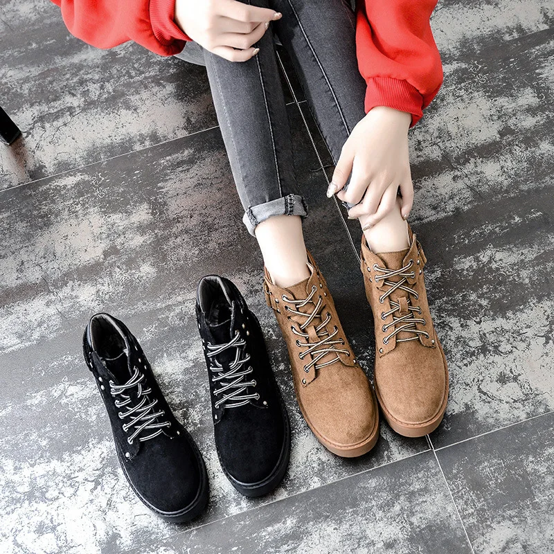 Женские ботильоны на толстой подошве с перекрестной шнуровкой осенние ботинки в