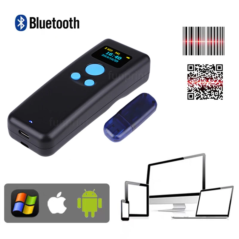 

M8 Barcode Scanner Laser CCD 1D 2D Wireless QR Bar Code Reader Mini Portable Scan ner Dual Mode