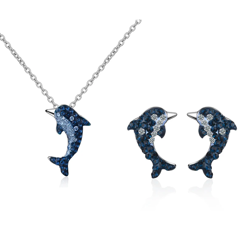 Аксессуары из серебра ювелирные изделия в виде дельфинов пробы с синим