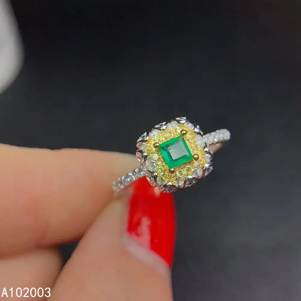KJJEAXCMY fine jewelry 925 sterling silver inlaid natural Emerald new Female Miss Girl Woman ring exquisite Support Detection