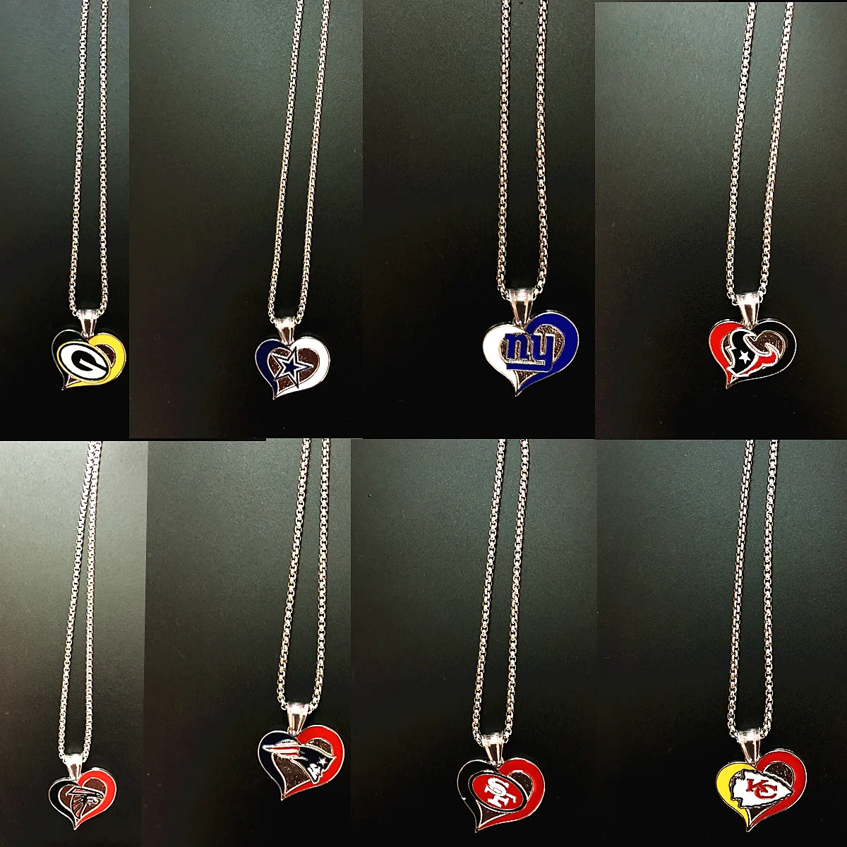 Outdoor Football Team Rugby Heart Shape Slide Necklace Pendant Fitness Hiphop Rope Chain Fan Sport Lover Young Man Gift Jewelry