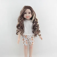classic 18 inch american doll hair wig long curly hair diy doll accessories natural color high resistant wavy wig for diy doll
