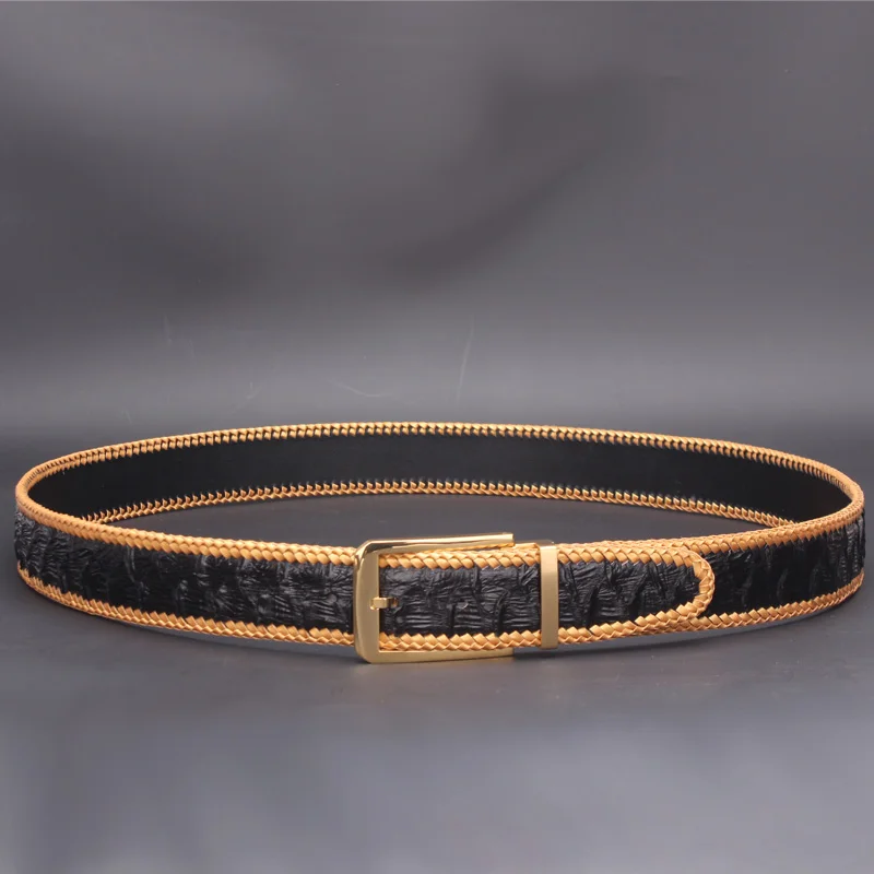 McParko Luxury PYTHON Belt Genuine Leather Men Fashion Weaving Braide Design Snakeskin Jean's Waist Belts Strap Male Gift | Аксессуары