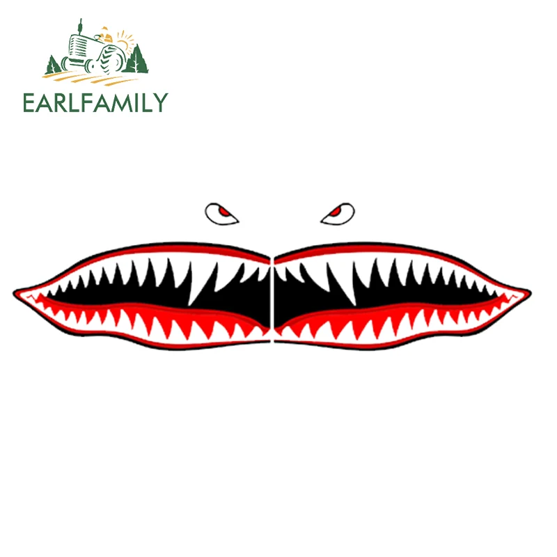 

EARLFAMILY 12cm x 5cm Car Sticker Flying Tigers Shark Teeth Decal Sticker Waterproof Car Styling Window Bumper Trunk Decoration