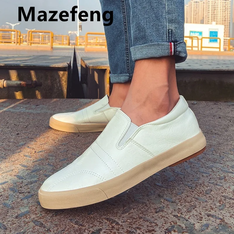 

White Leather Sneakers Men's Vulcanized Autumn Shoes Male Casual Tenis 2021 Fashion Sneakers Mans Shoe Boys Platform Sneakers