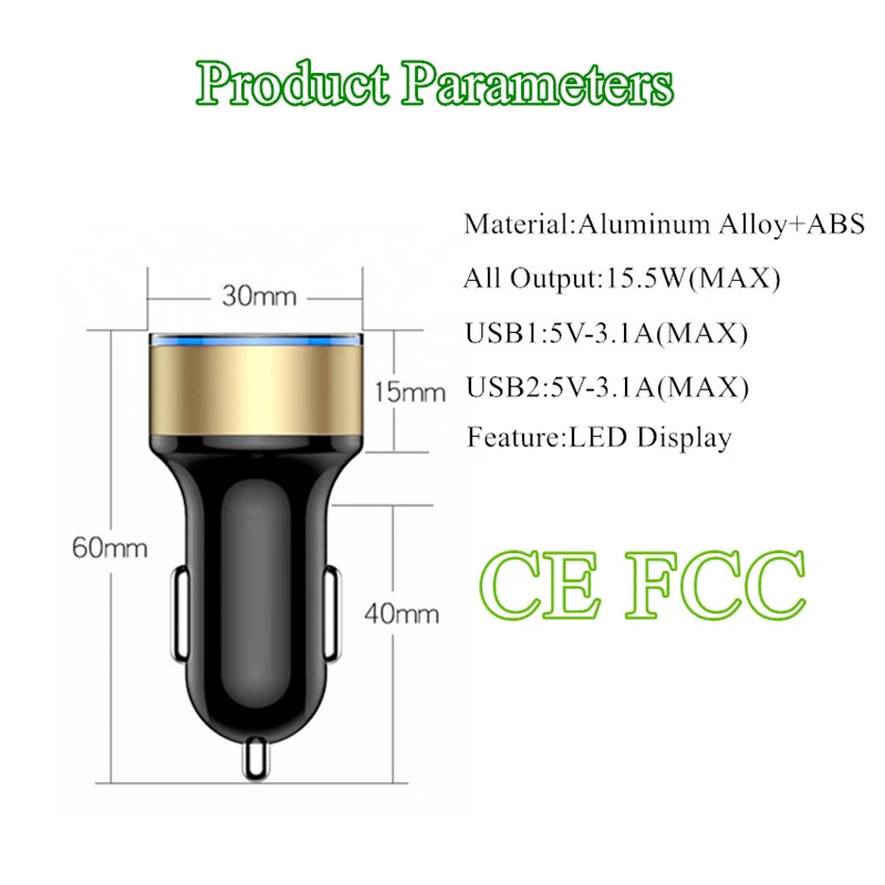 3 1a led display dual usb car charger for xiaomi samsung huawei universal mobile phone car charger for iphone 11 pro max charger free global shipping