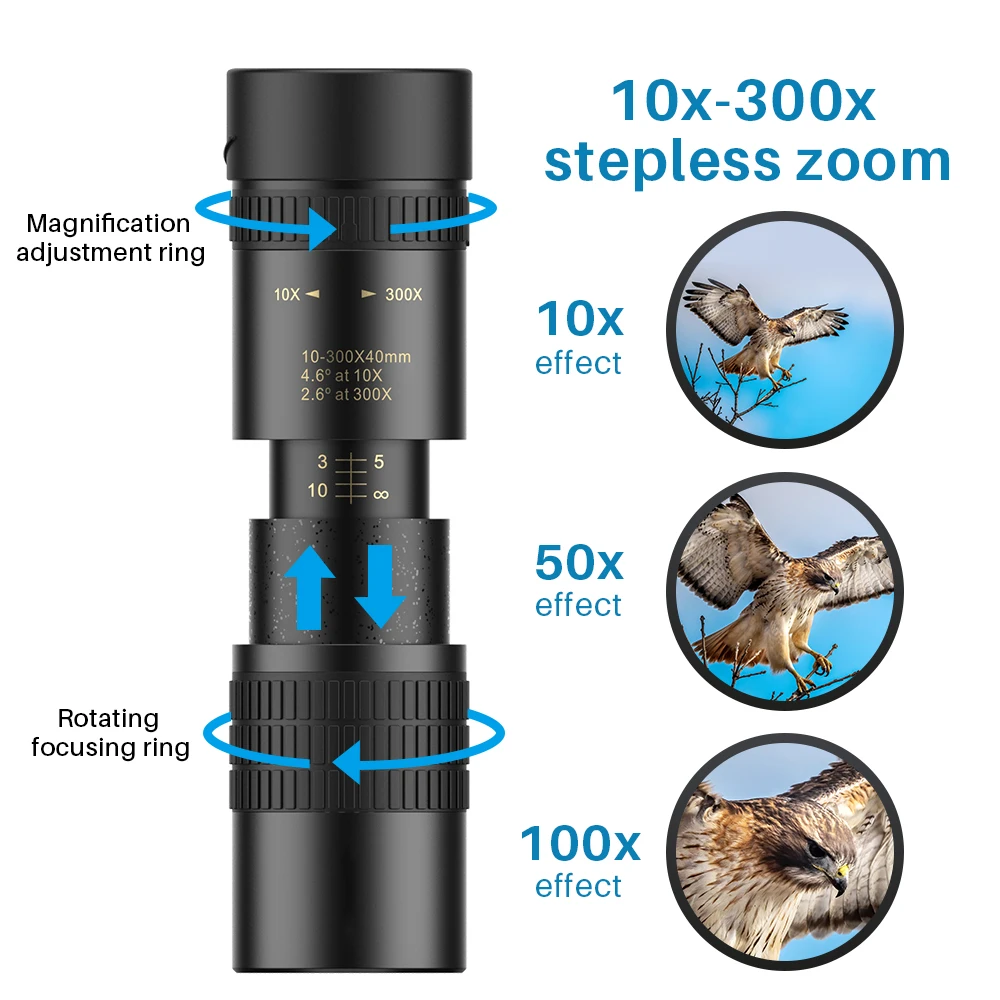 Телескоп APEXEL HD 10-300X40 складной Монокуляр с зумом большой дальности действия для