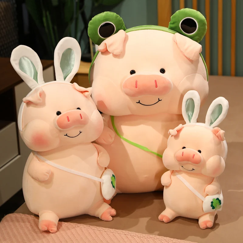 

30/45CM Kawaii Pig Toys Turn to Rabbit Frog Soft Stuffed Cartoon Animal Doll Sleeping Pillow for Children Baby Creative Gifts