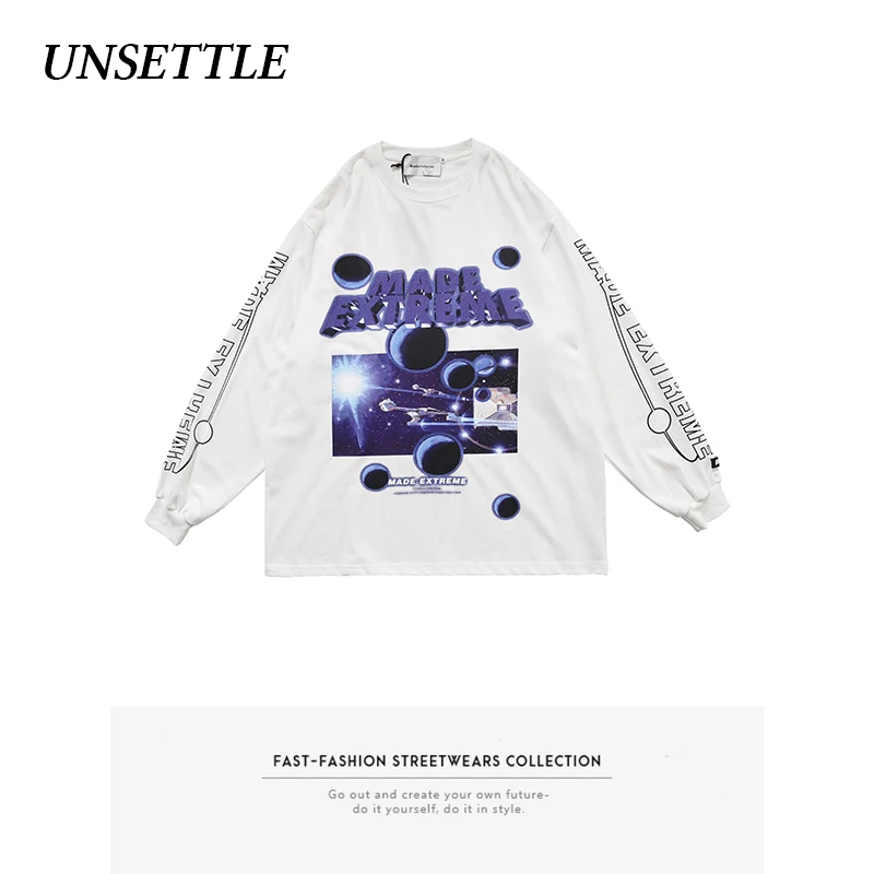 Осенняя Готическая футболка большого размера с длинным рукавом и графическим