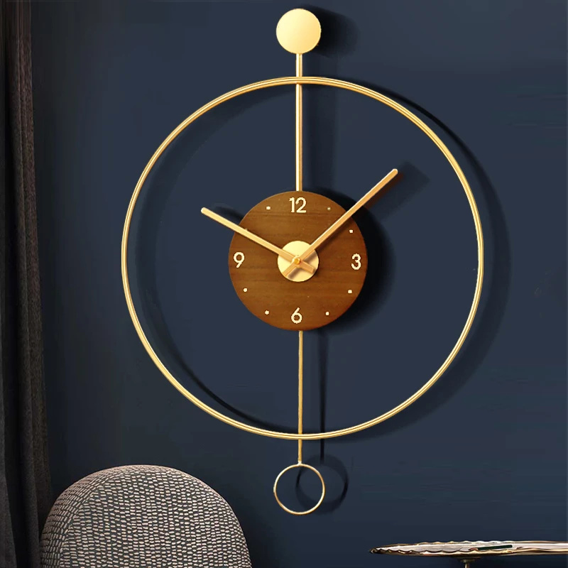 

Large Wall Clocks Living Room Bedroom Metal Gold Wall Clocks Modern Design Luxury Industrial Minimalist Wanduhr Decor HX50NU