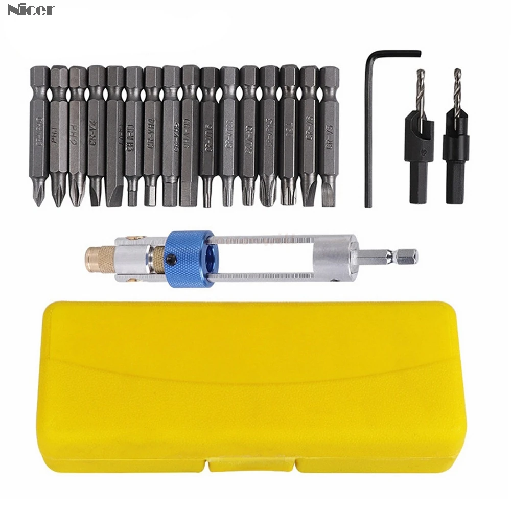 

20Pcs Half Time Drill Multi Screwdriver Sets High Speed Steel 16 Different Kinds Head Countersink Bits Allen Wrench