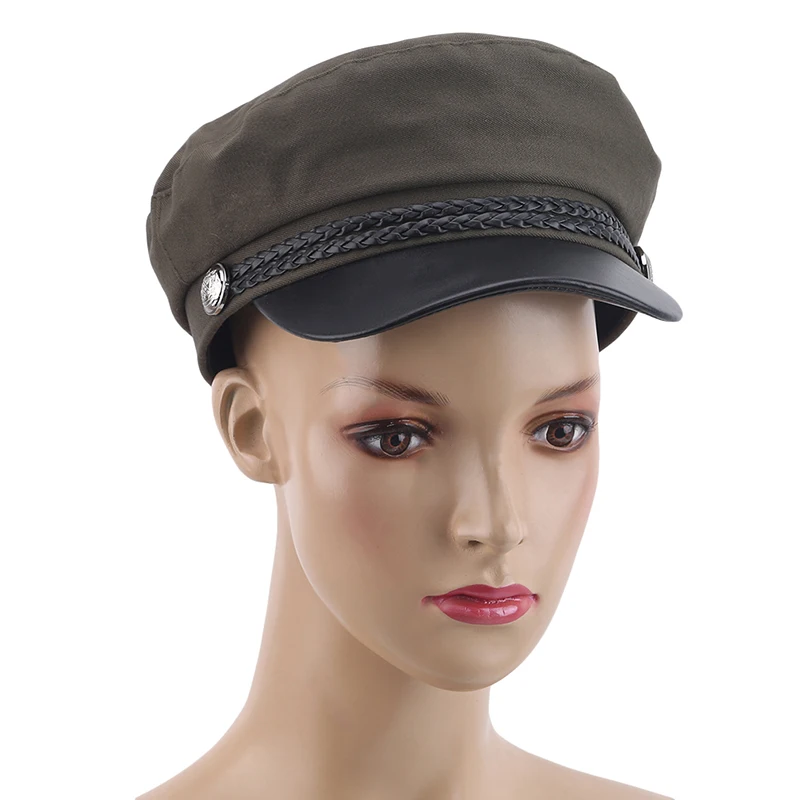 Fashion Women Beret Hat Leather Military Sailor Black Grey Caps For Men Travel Cadet Hats Captain Cap Berets | Аксессуары для
