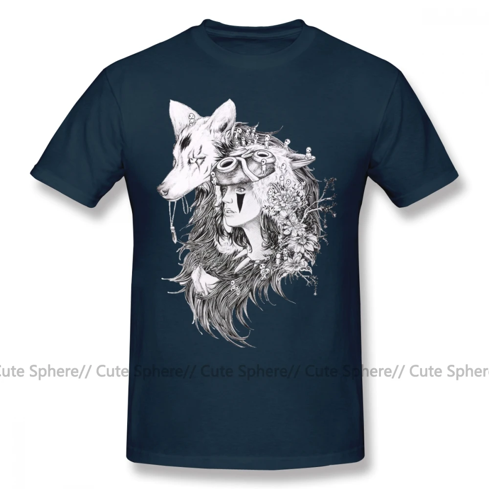 Mononoke футболка принцесса Mononoke студия Ghibli футболка с короткими рукавами Мужская футболка хлопок пляж принт отличная футболка - Цвет: Navy Blue