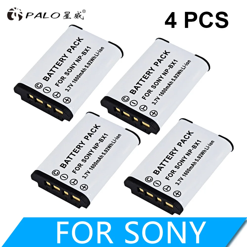4pcs 3,7 V 1600mah для sony np-f BX1 NP-BX1 Батарея+ Зарядное устройство для sony DSC-RX100 X3000 Характеристическая вязкость полимера HX300 WX300 HDR-AS15 X3000R MV1 AS30V HDR-AS300 - Цвет: 4pcs