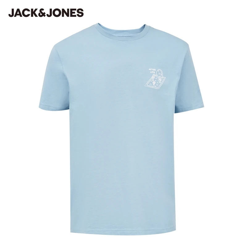 Мужская футболка с короткими рукавами JackJones 100% хлопок 3D вышивкой одежда