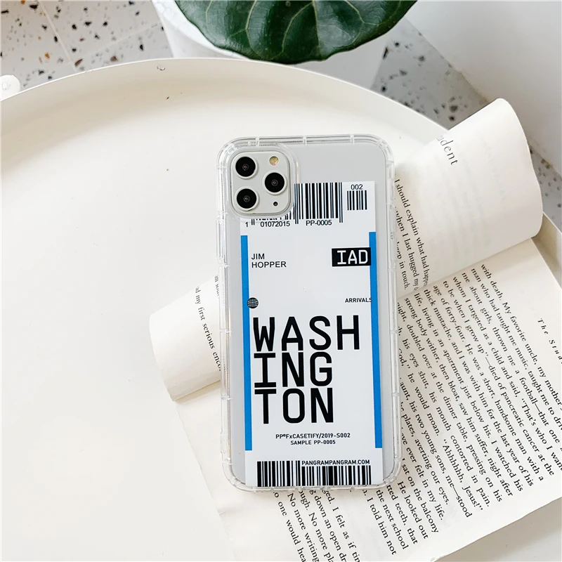 20 Ins US City Label штрих-код чехол для телефона для iPhone 11 Pro Xs MAX XR X 6 s 7 8 plus простая буква Нью-Йорк прозрачный мягкий кремний чехол - Цвет: 20