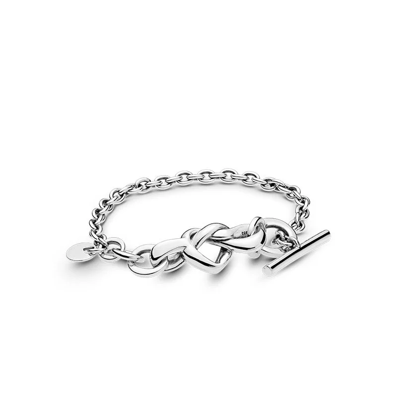 

925 Sterling Silver Heart Eternal Symbol Bracelets Me Link Chain Bracelet Original Pan Charm Beads Bangles Women Jewelry Gift