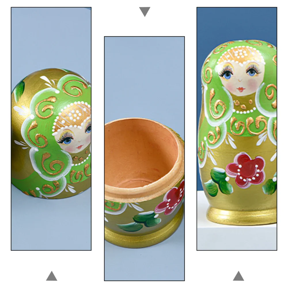 

1Set Wooden Russian Creative Nesting Doll Home Decor Random Color