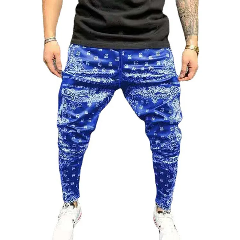 

2021 spring Korean fashion legged pants men's loose sports pants cropped pants letter printed casual pants