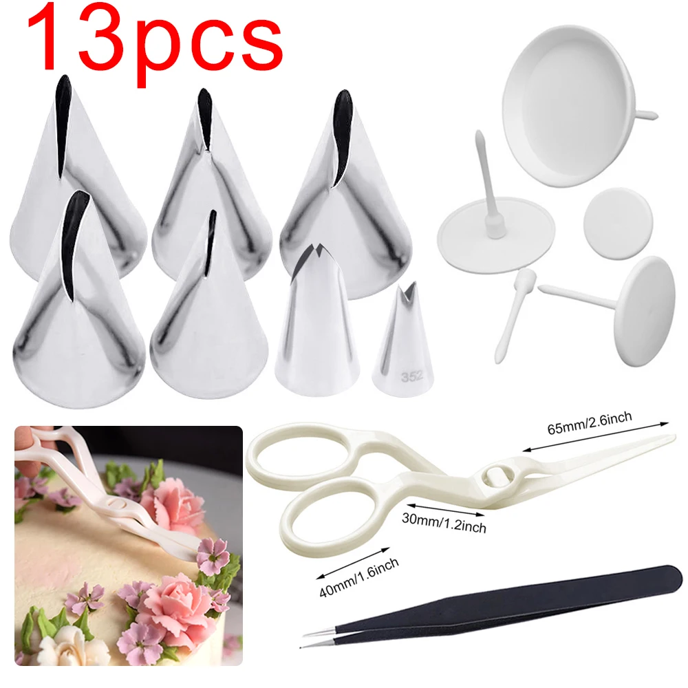 

13PCS Rose Leaf Cake Tips Set Cream Decoration Icing Piping Pastry Nozzles Cupcake Decorating Tool Bakeware Tools for Cakes