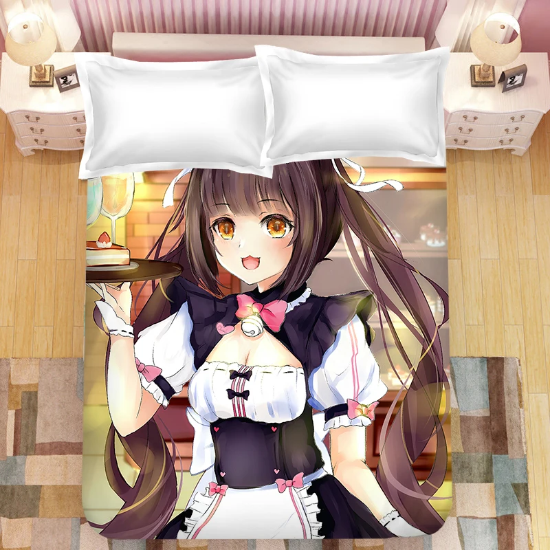 

Постельное белье из аниме игры Nekopara с 3D принтом, покрывало для детской комнаты, постельное белье (без пододеяльника, наволочки) 03