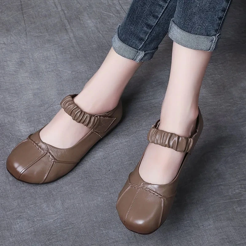 2021 new arrival mary jane shoes girls ladies sweet solid brown balck beige flats women's fall shoes